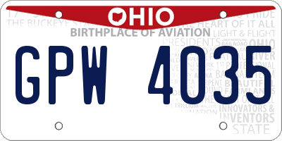 OH license plate GPW4035