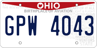 OH license plate GPW4043