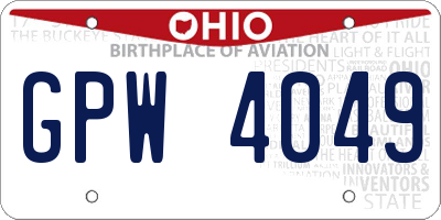 OH license plate GPW4049