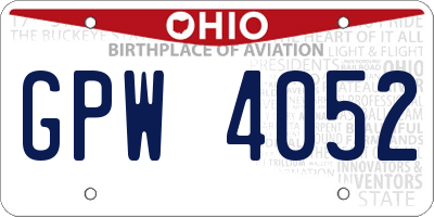OH license plate GPW4052