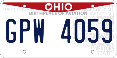 OH license plate GPW4059