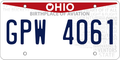 OH license plate GPW4061