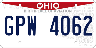 OH license plate GPW4062