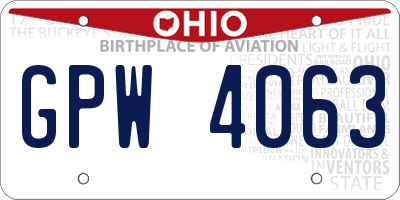 OH license plate GPW4063