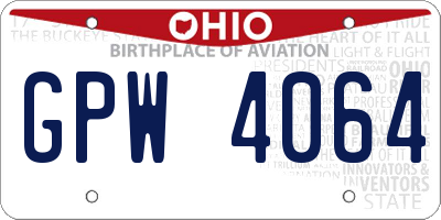 OH license plate GPW4064