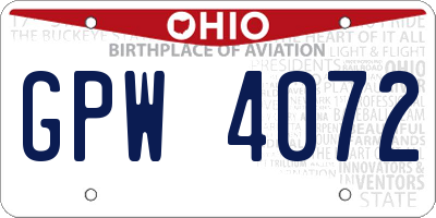 OH license plate GPW4072