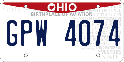 OH license plate GPW4074
