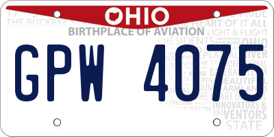 OH license plate GPW4075