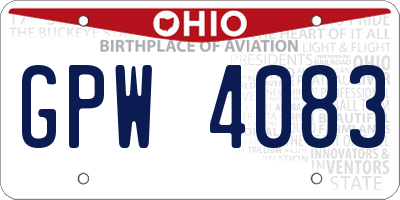 OH license plate GPW4083