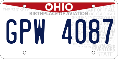 OH license plate GPW4087