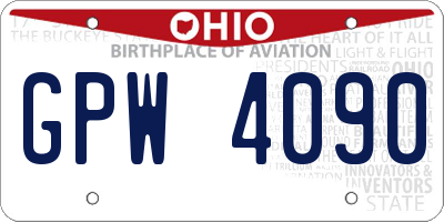 OH license plate GPW4090