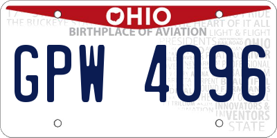 OH license plate GPW4096