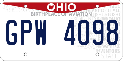 OH license plate GPW4098