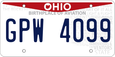 OH license plate GPW4099
