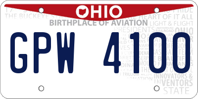 OH license plate GPW4100