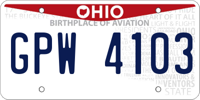 OH license plate GPW4103
