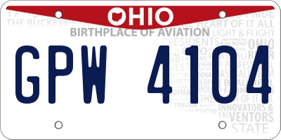 OH license plate GPW4104