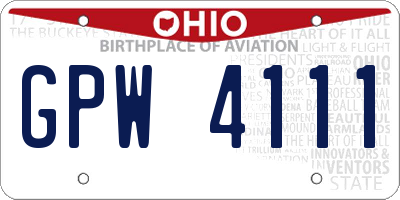 OH license plate GPW4111