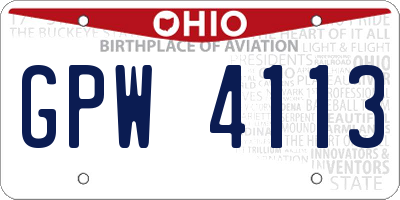 OH license plate GPW4113