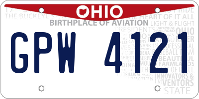 OH license plate GPW4121