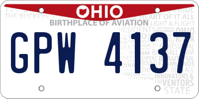 OH license plate GPW4137