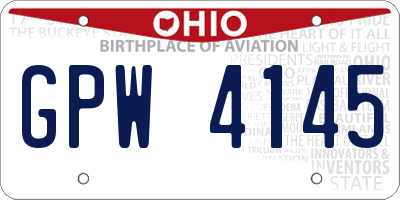 OH license plate GPW4145