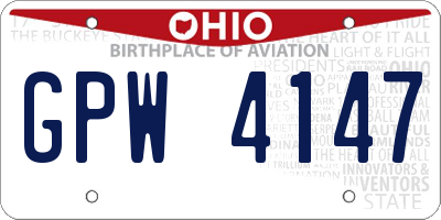 OH license plate GPW4147