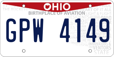 OH license plate GPW4149