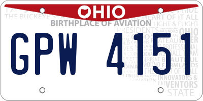 OH license plate GPW4151