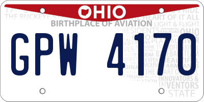 OH license plate GPW4170
