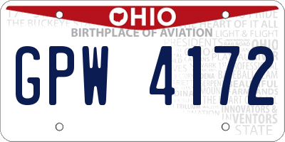 OH license plate GPW4172