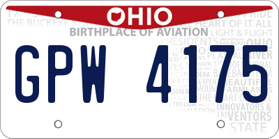OH license plate GPW4175