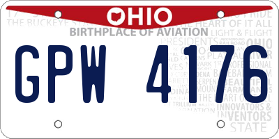 OH license plate GPW4176