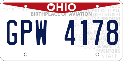 OH license plate GPW4178