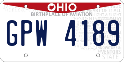 OH license plate GPW4189