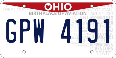 OH license plate GPW4191