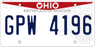 OH license plate GPW4196