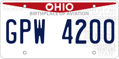 OH license plate GPW4200