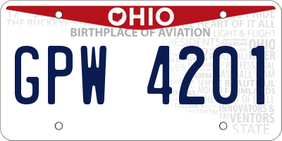 OH license plate GPW4201