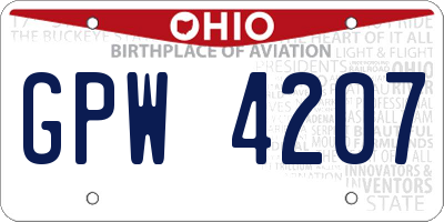 OH license plate GPW4207