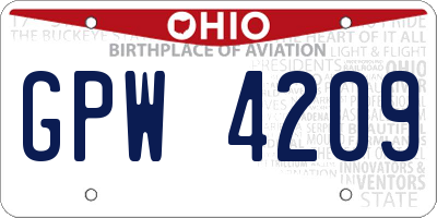 OH license plate GPW4209