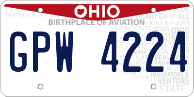 OH license plate GPW4224