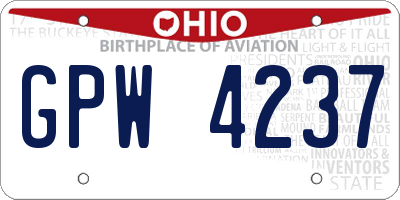 OH license plate GPW4237