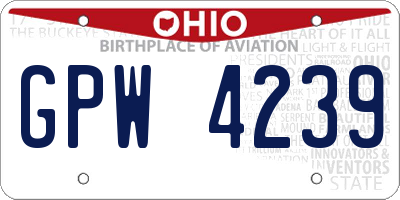OH license plate GPW4239