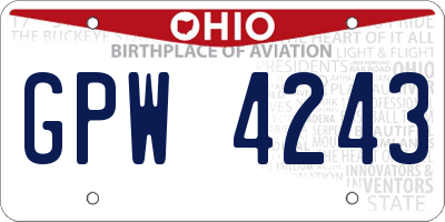 OH license plate GPW4243
