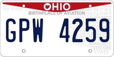OH license plate GPW4259