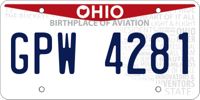 OH license plate GPW4281