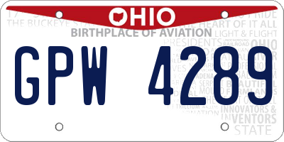 OH license plate GPW4289