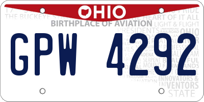 OH license plate GPW4292