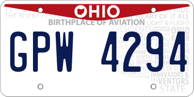 OH license plate GPW4294